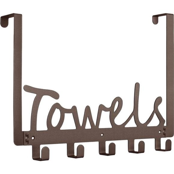 Over The Door Hooks Towel Rack Holder Heavy-Duty Organizer on Bathroom Cabinet - Picture 1 of 6